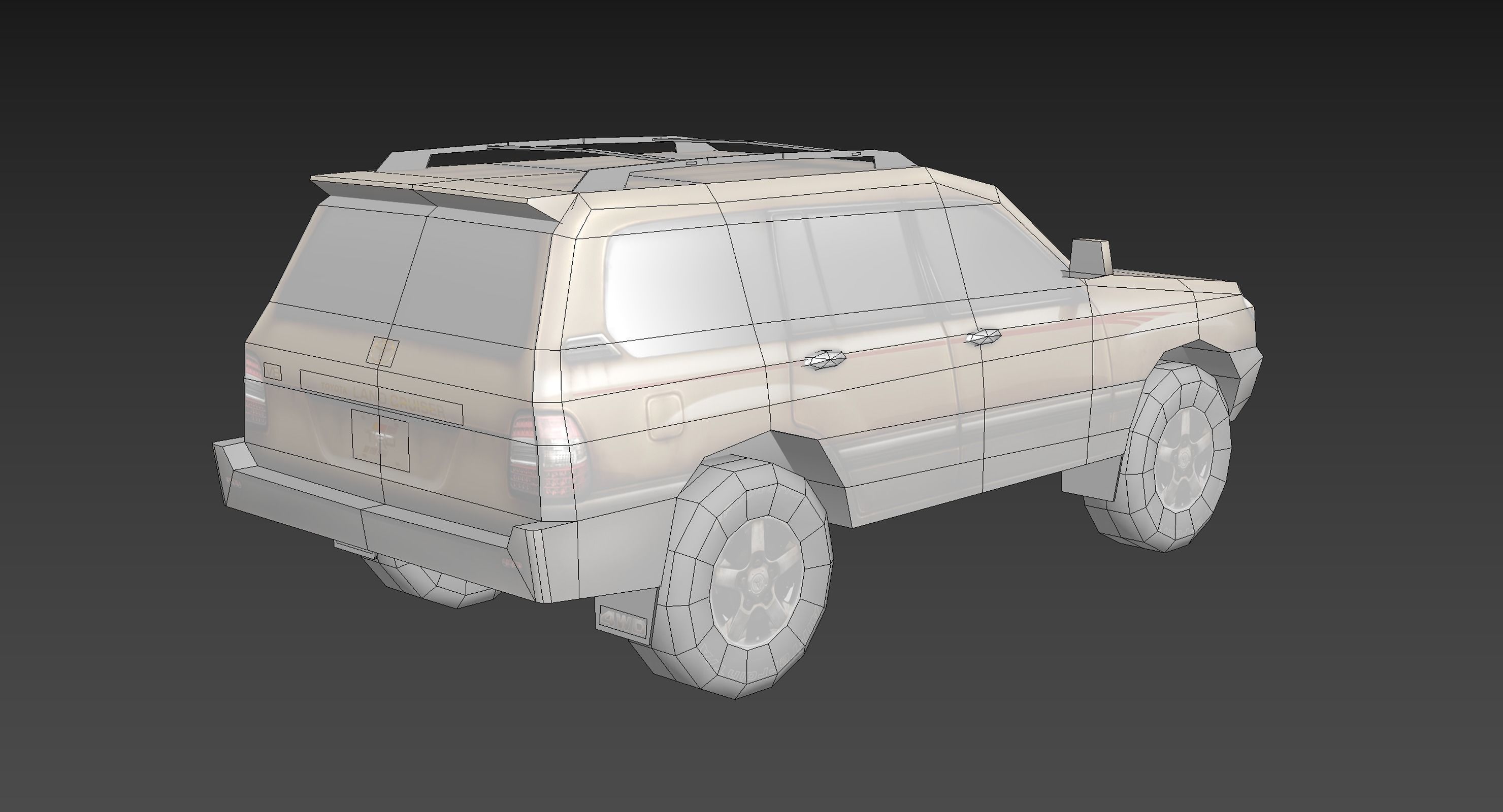 Low Poly 100 Series Landcruiser Low-poly 3D model_8
