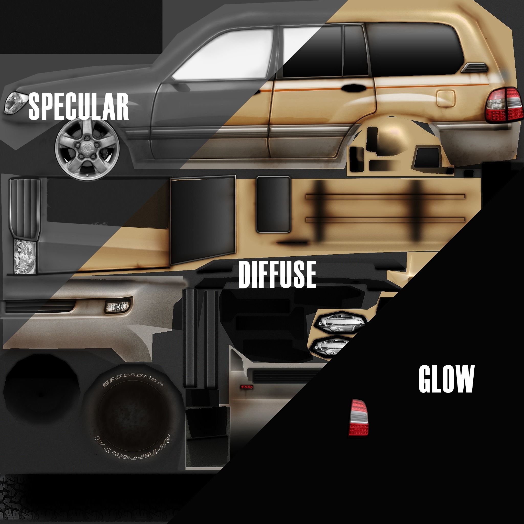 Low Poly 100 Series Landcruiser Low-poly 3D model_10