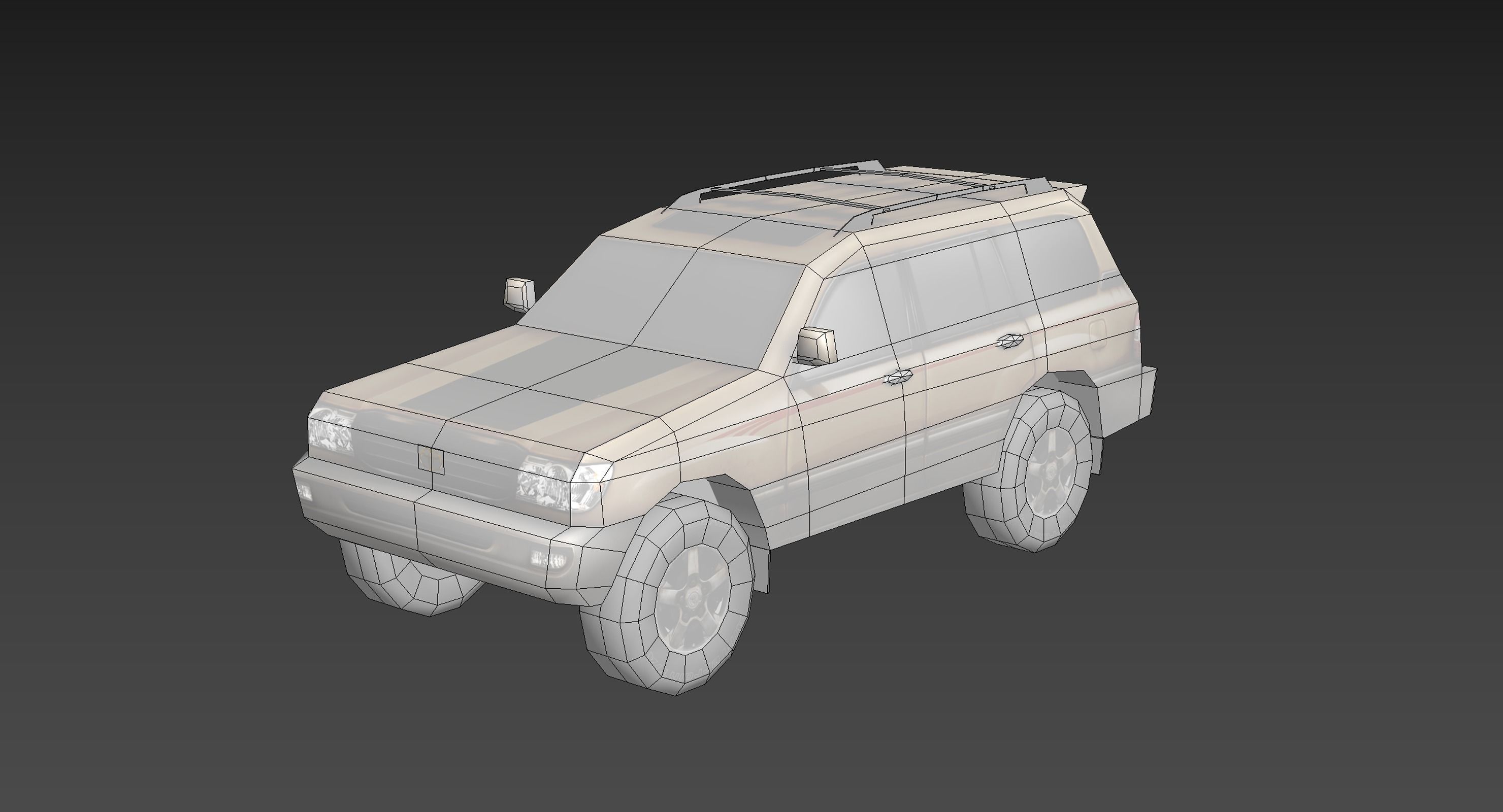 Low Poly 100 Series Landcruiser Low-poly 3D model_9