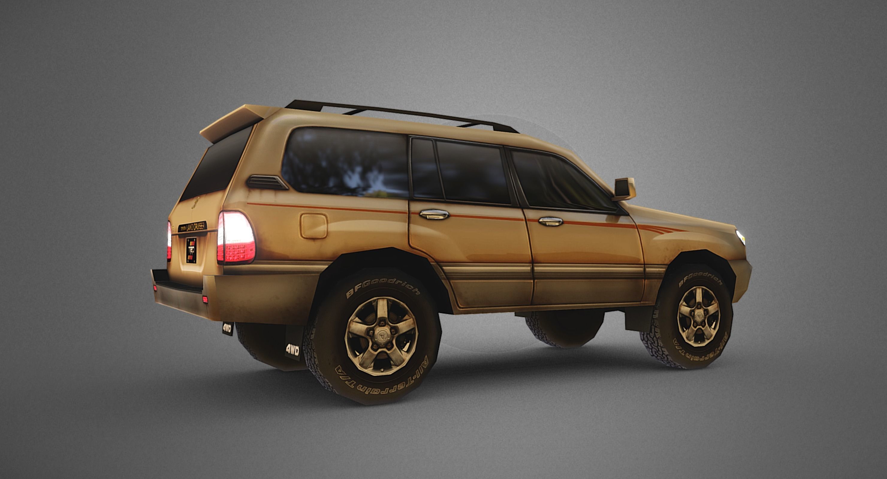 Low Poly 100 Series Landcruiser Low-poly 3D model_2