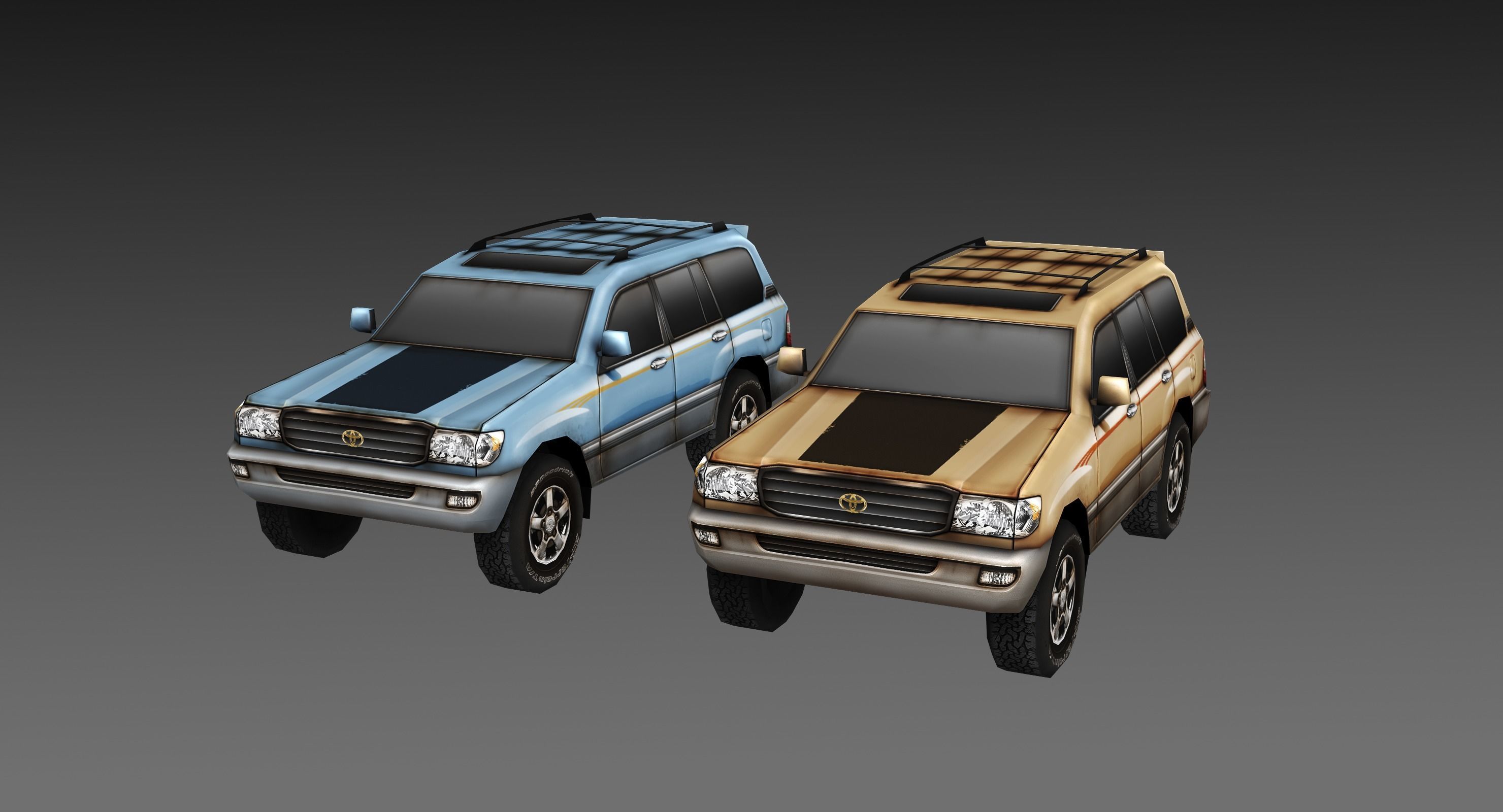 Low Poly 100 Series Landcruiser Low-poly 3D model_5