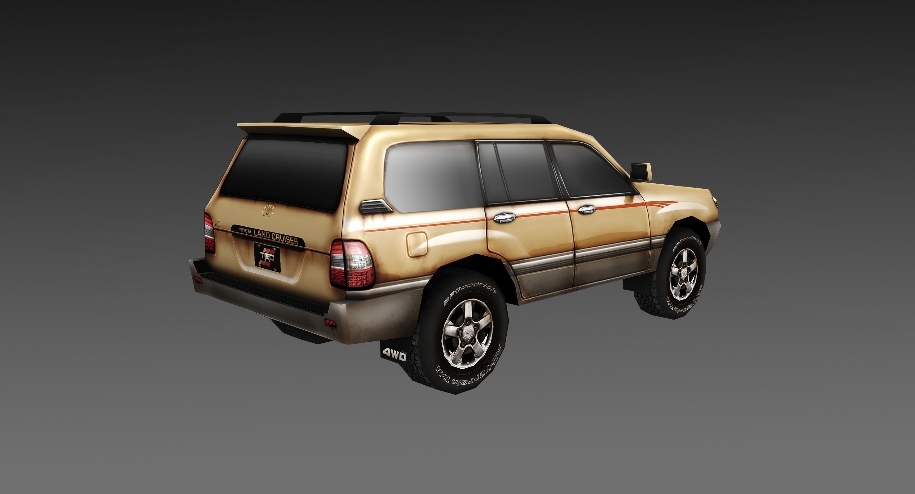 Low Poly 100 Series Landcruiser Low-poly 3D model_7