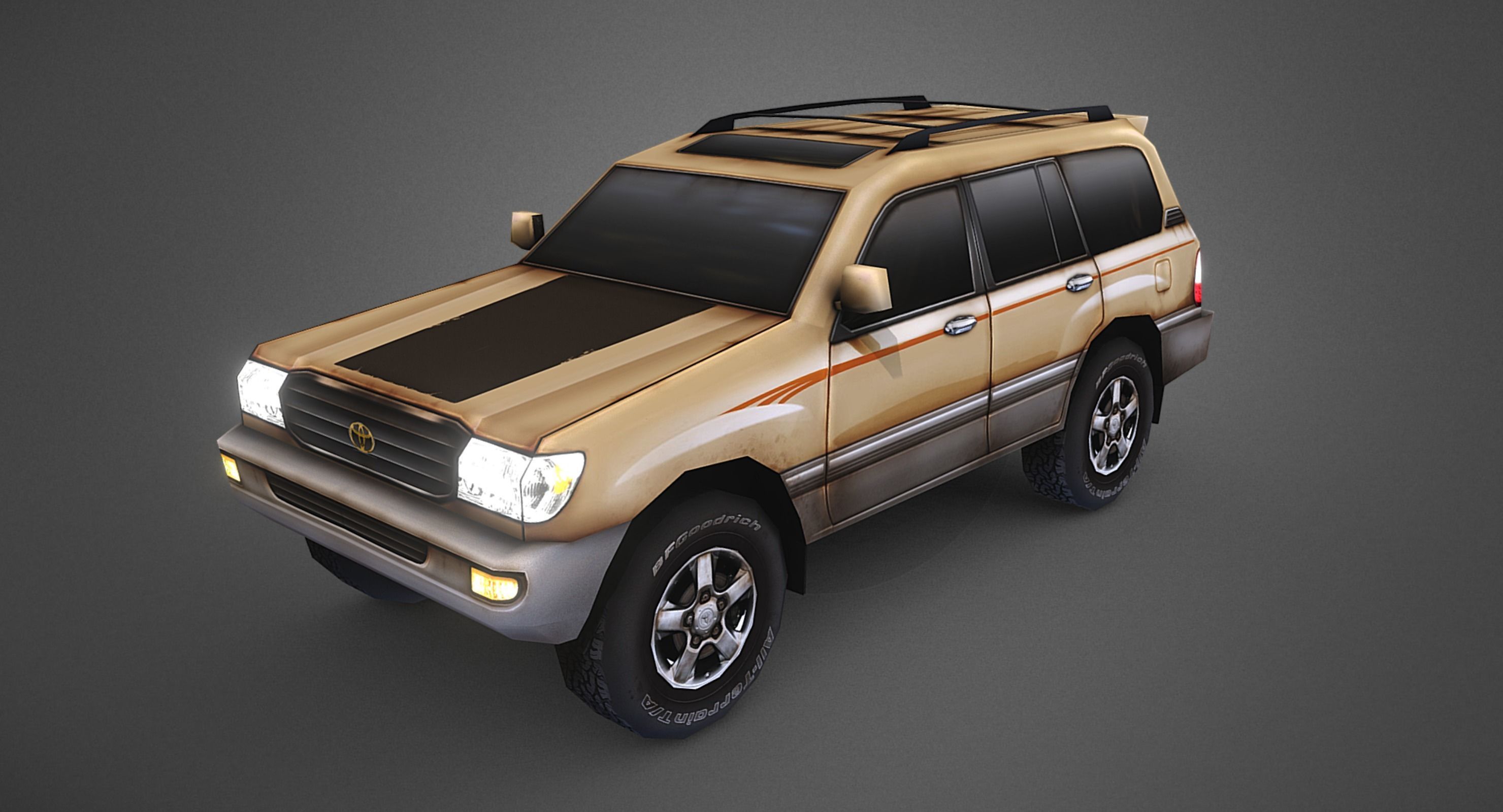 Low Poly 100 Series Landcruiser Low-poly 3D model_3