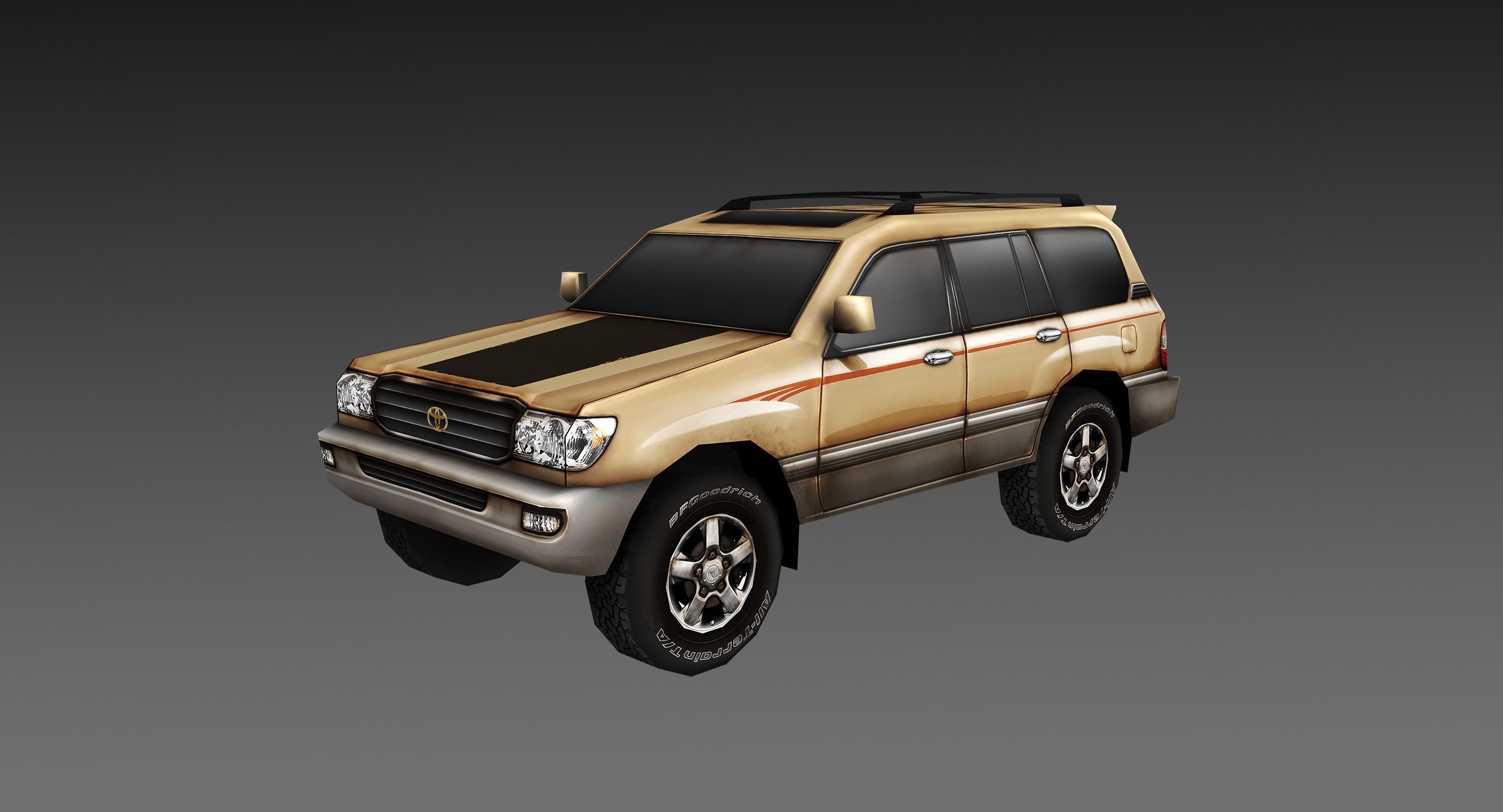 Low Poly 100 Series Landcruiser Low-poly 3D model_6