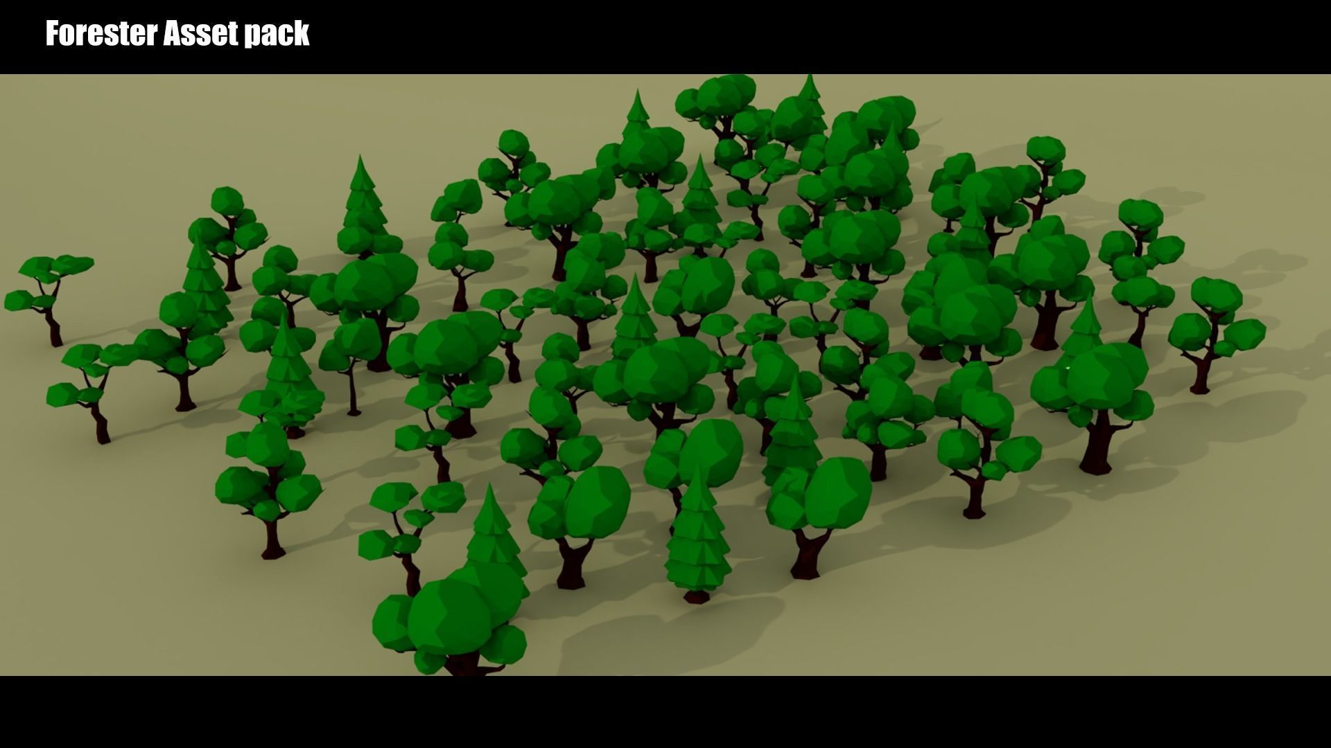 Low Poly Trees and Hut Free low-poly 3D model_3