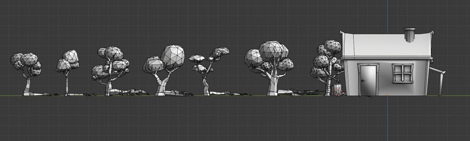 Low Poly Trees and Hut Free low-poly 3D model_14
