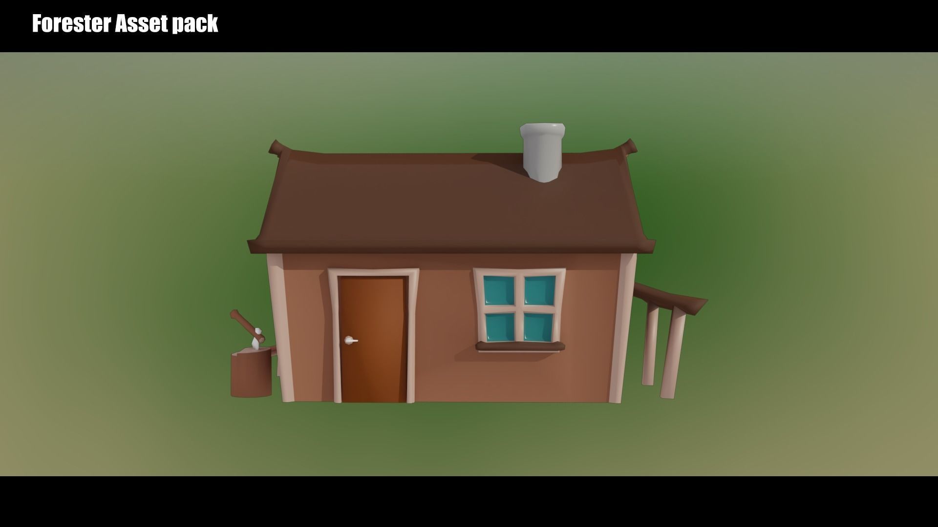 Low Poly Trees and Hut Free low-poly 3D model_6