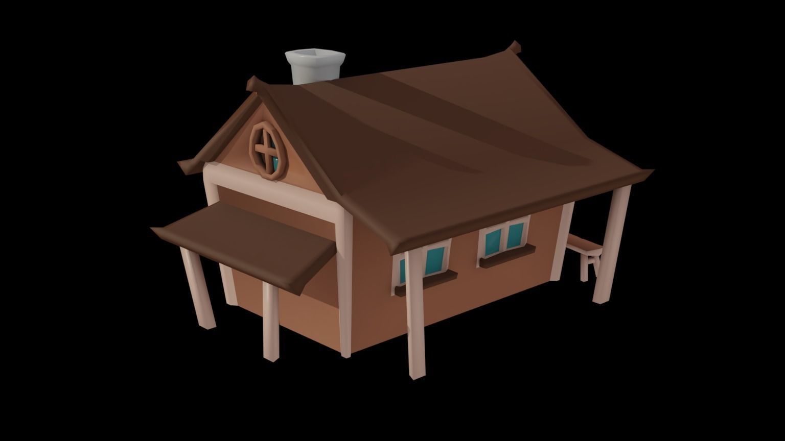 Low Poly Trees and Hut Free low-poly 3D model_19