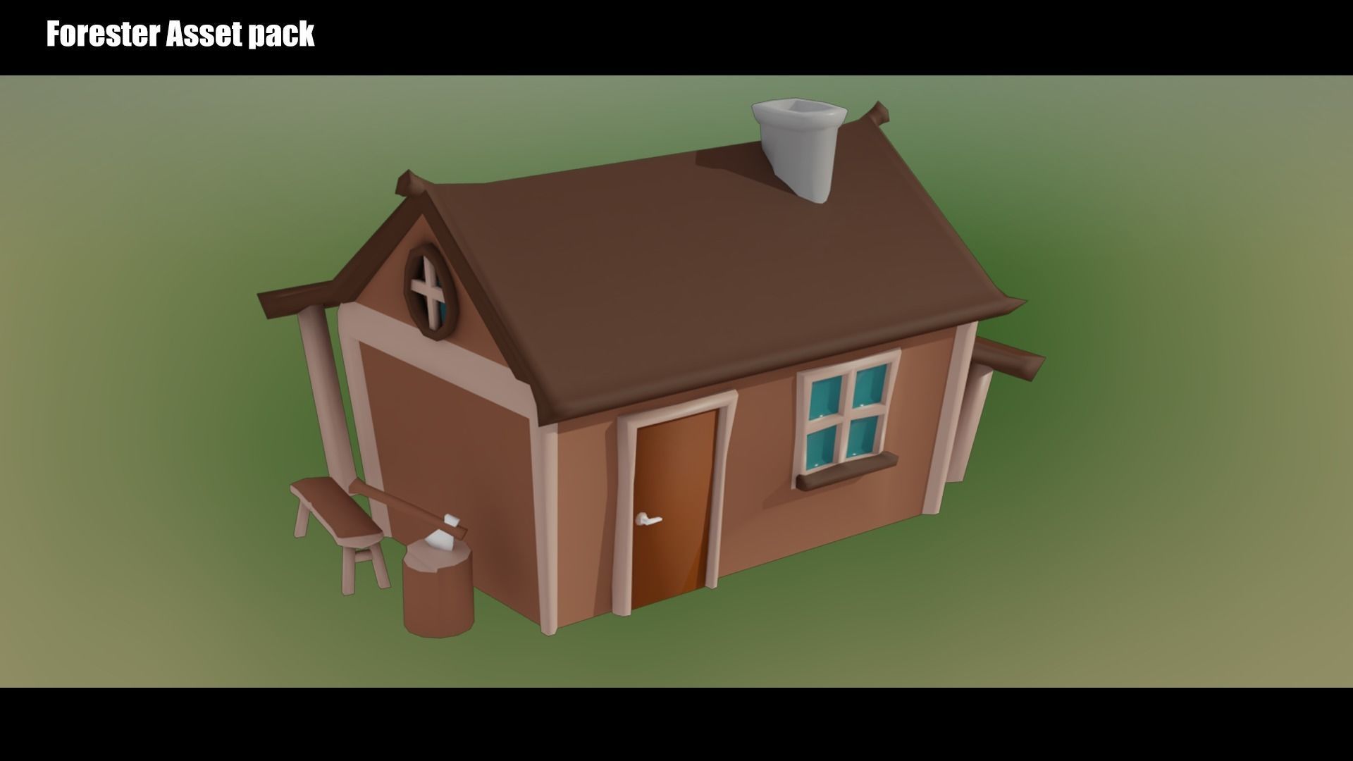 Low Poly Trees and Hut Free low-poly 3D model_5