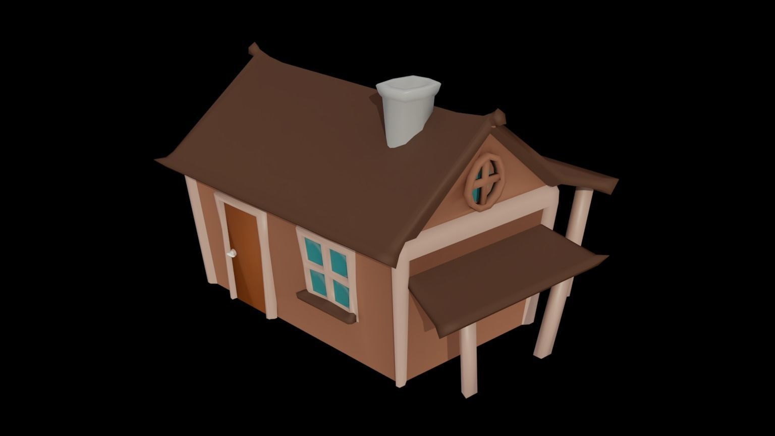 Low Poly Trees and Hut Free low-poly 3D model_18