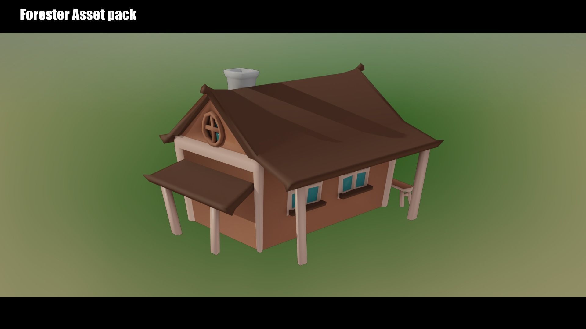 Low Poly Trees and Hut Free low-poly 3D model_8