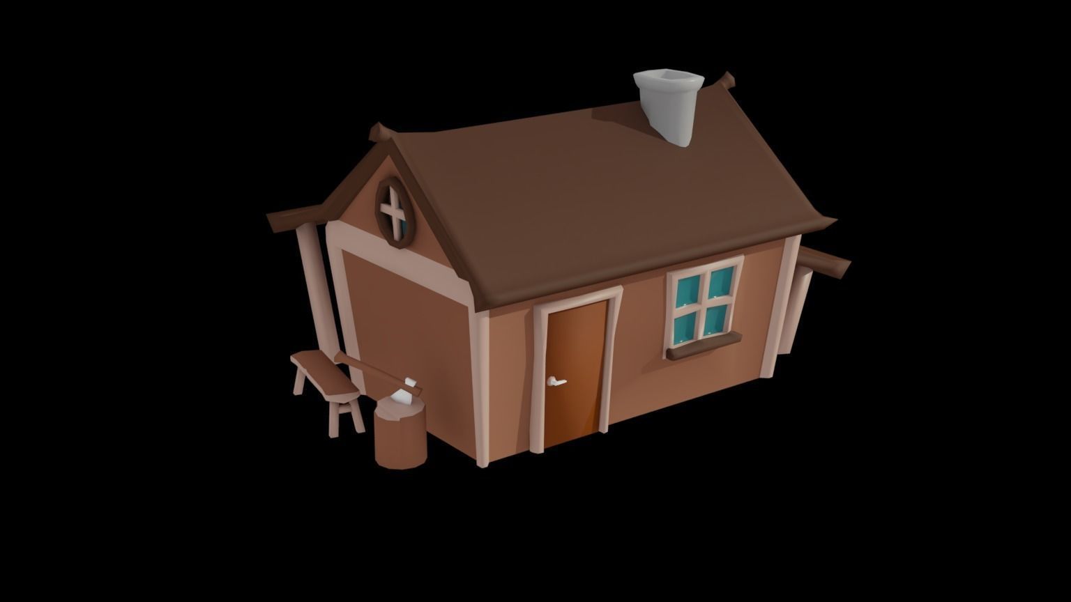 Low Poly Trees and Hut Free low-poly 3D model_20