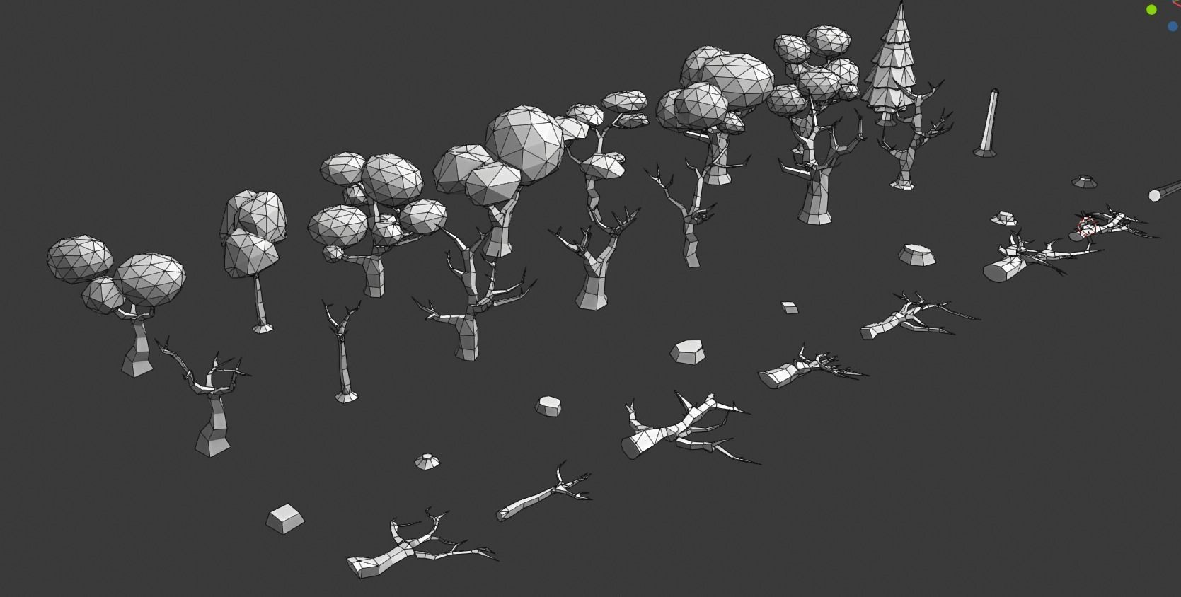 Low Poly Trees and Hut Free low-poly 3D model_15