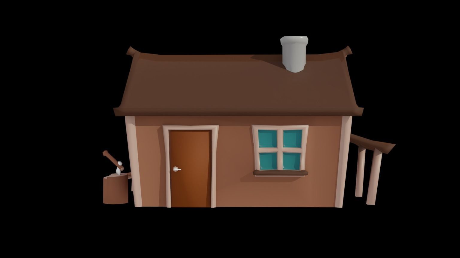 Low Poly Trees and Hut Free low-poly 3D model_17