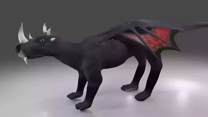 Four Legged Winged Dragon Creature Monster Low-poly 3D model
