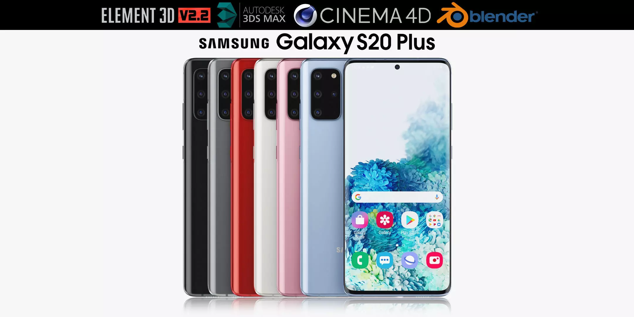 Samsung Galaxy S20 Plus 5G All colors 3D model