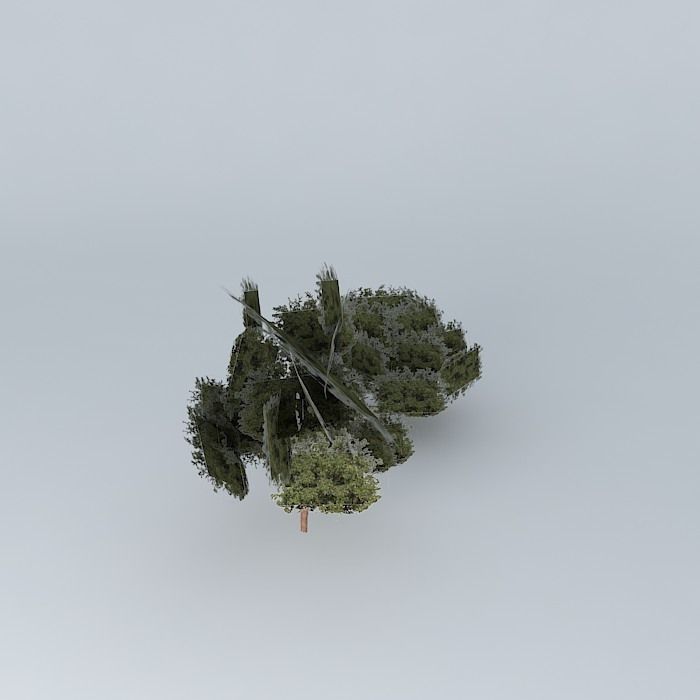 Trees in front of the store mariza Free 3D model_1