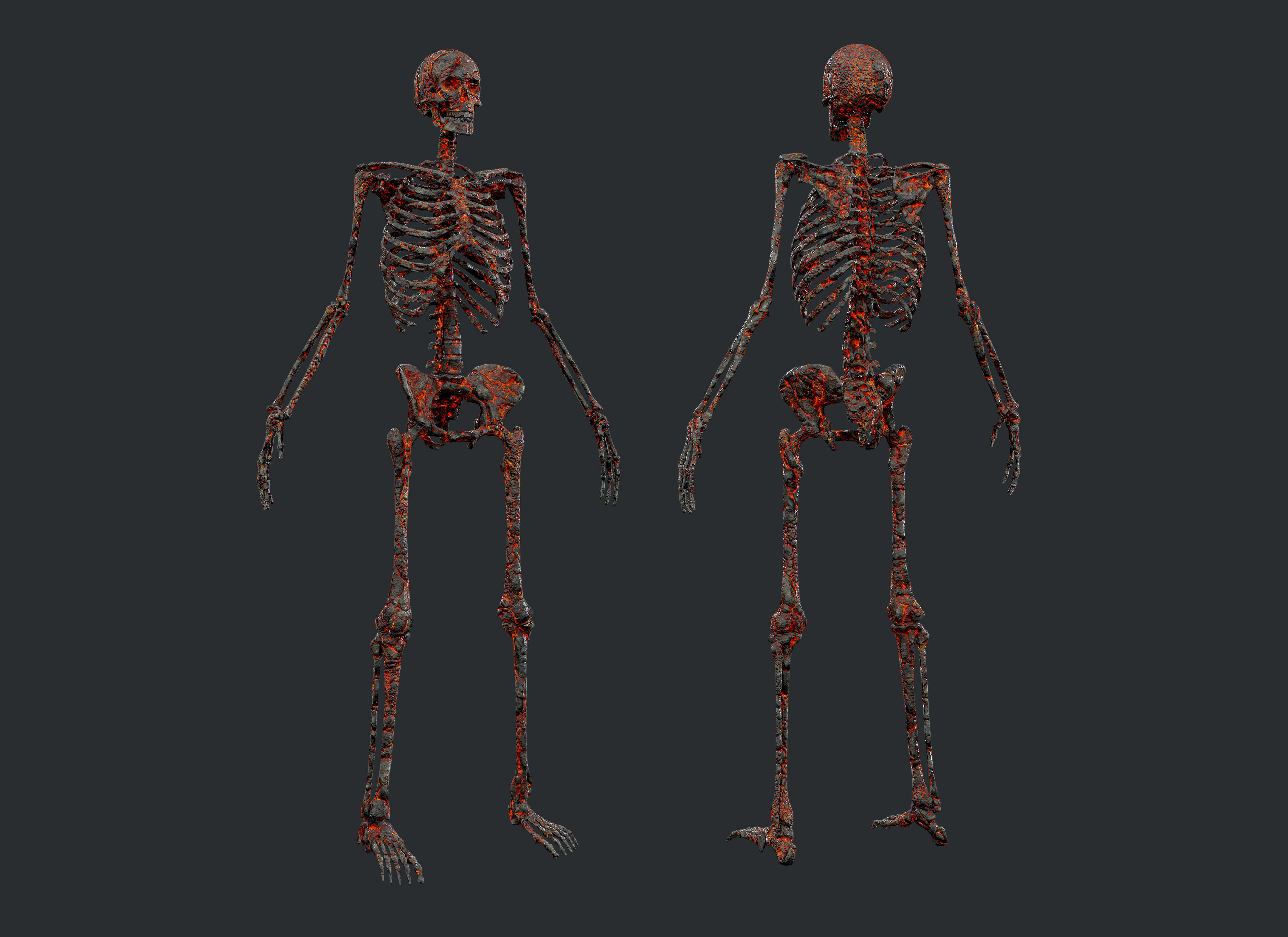 10 Skeleton Burning Lava Pack Game Ready Low-poly 3D model_2