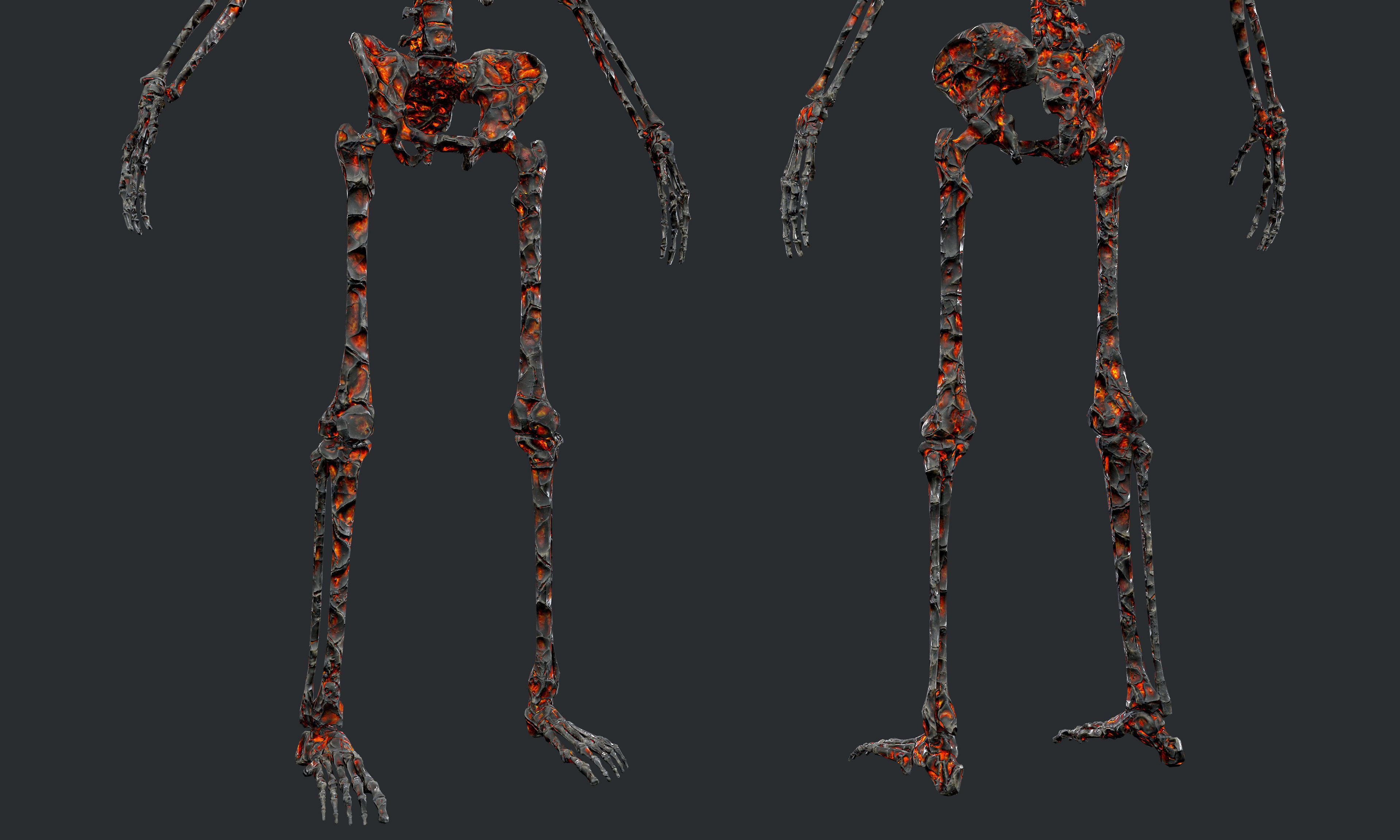 10 Skeleton Burning Lava Pack Game Ready Low-poly 3D model_9