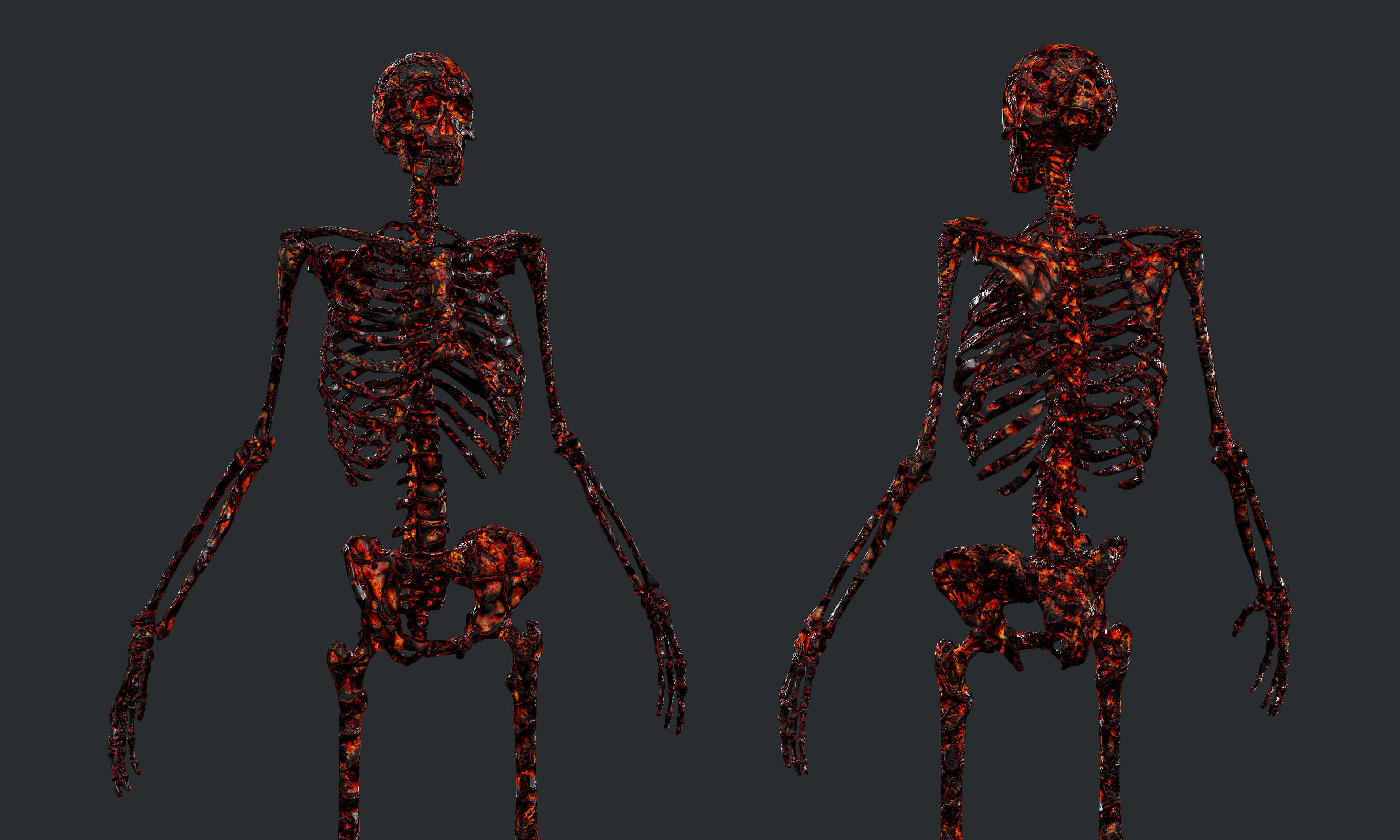 10 Skeleton Burning Lava Pack Game Ready Low-poly 3D model_13