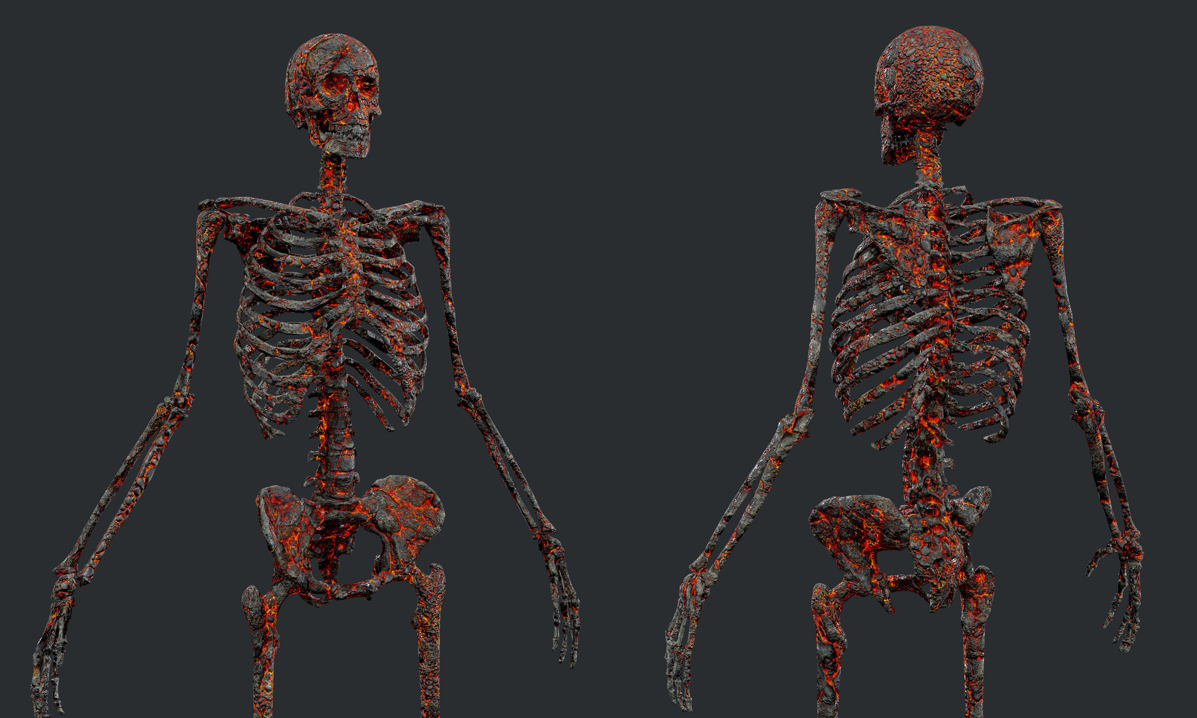 10 Skeleton Burning Lava Pack Game Ready Low-poly 3D model_3