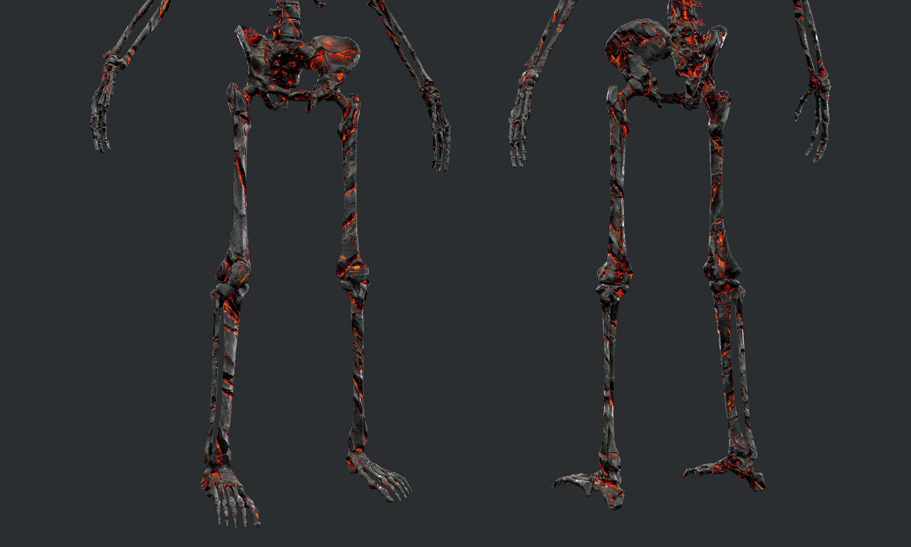 10 Skeleton Burning Lava Pack Game Ready Low-poly 3D model_7