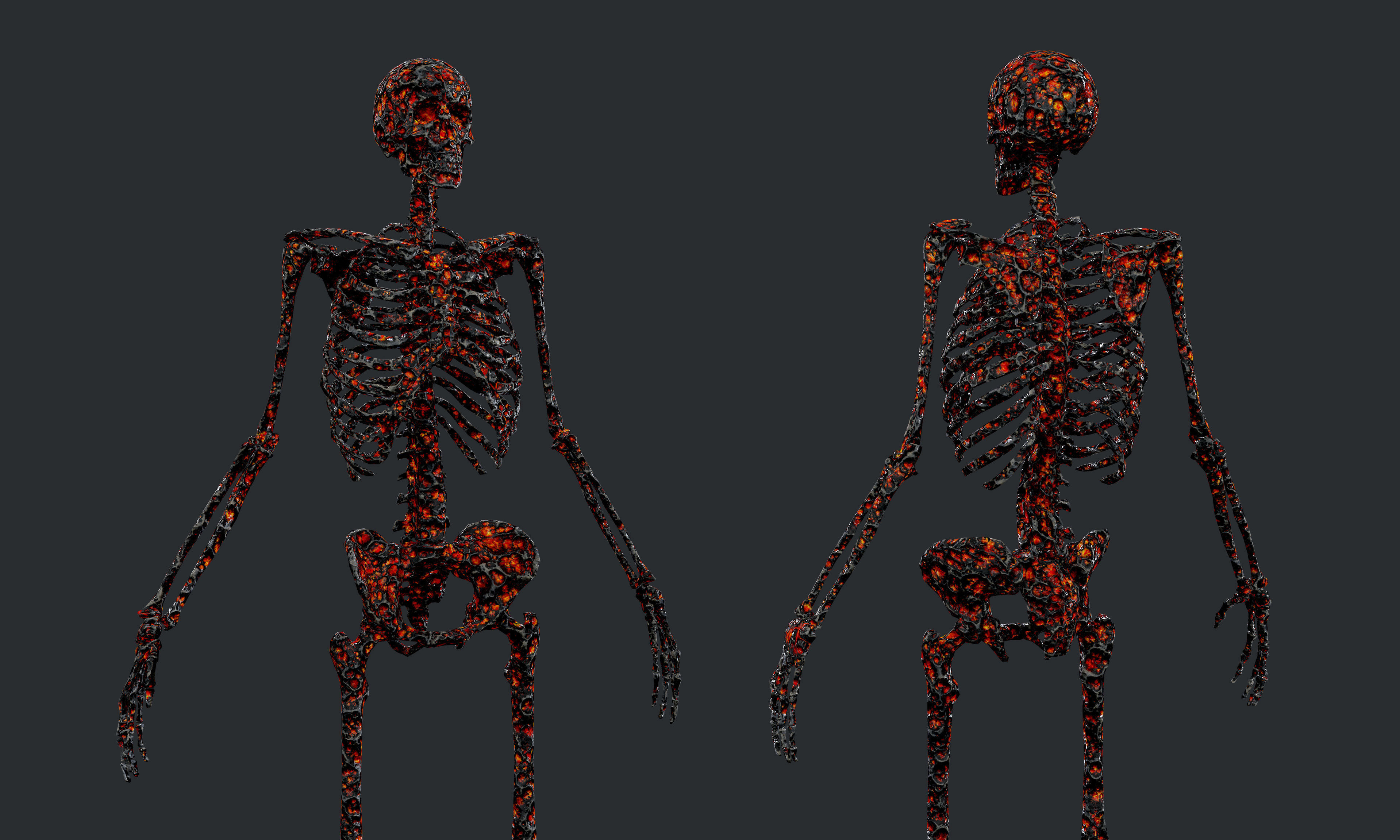 10 Skeleton Burning Lava Pack Game Ready Low-poly 3D model_17