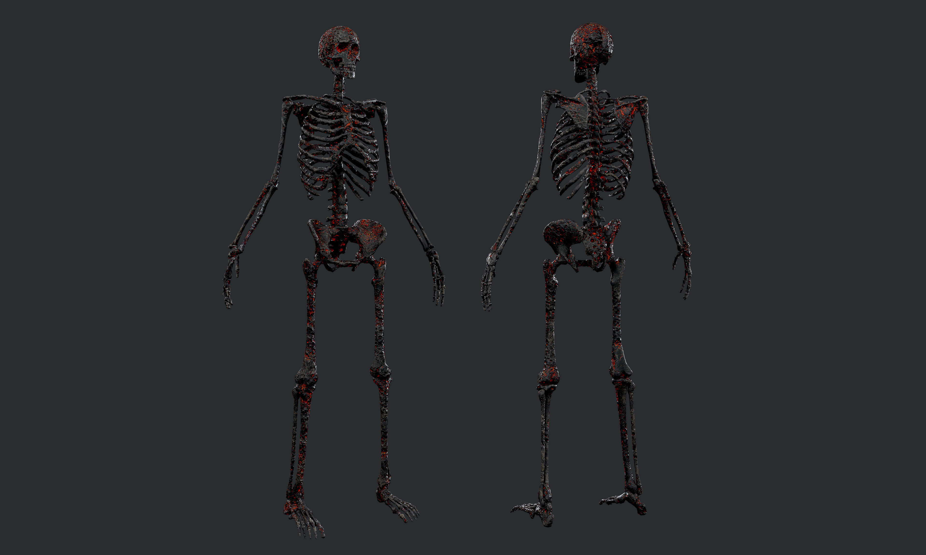 10 Skeleton Burning Lava Pack Game Ready Low-poly 3D model_22