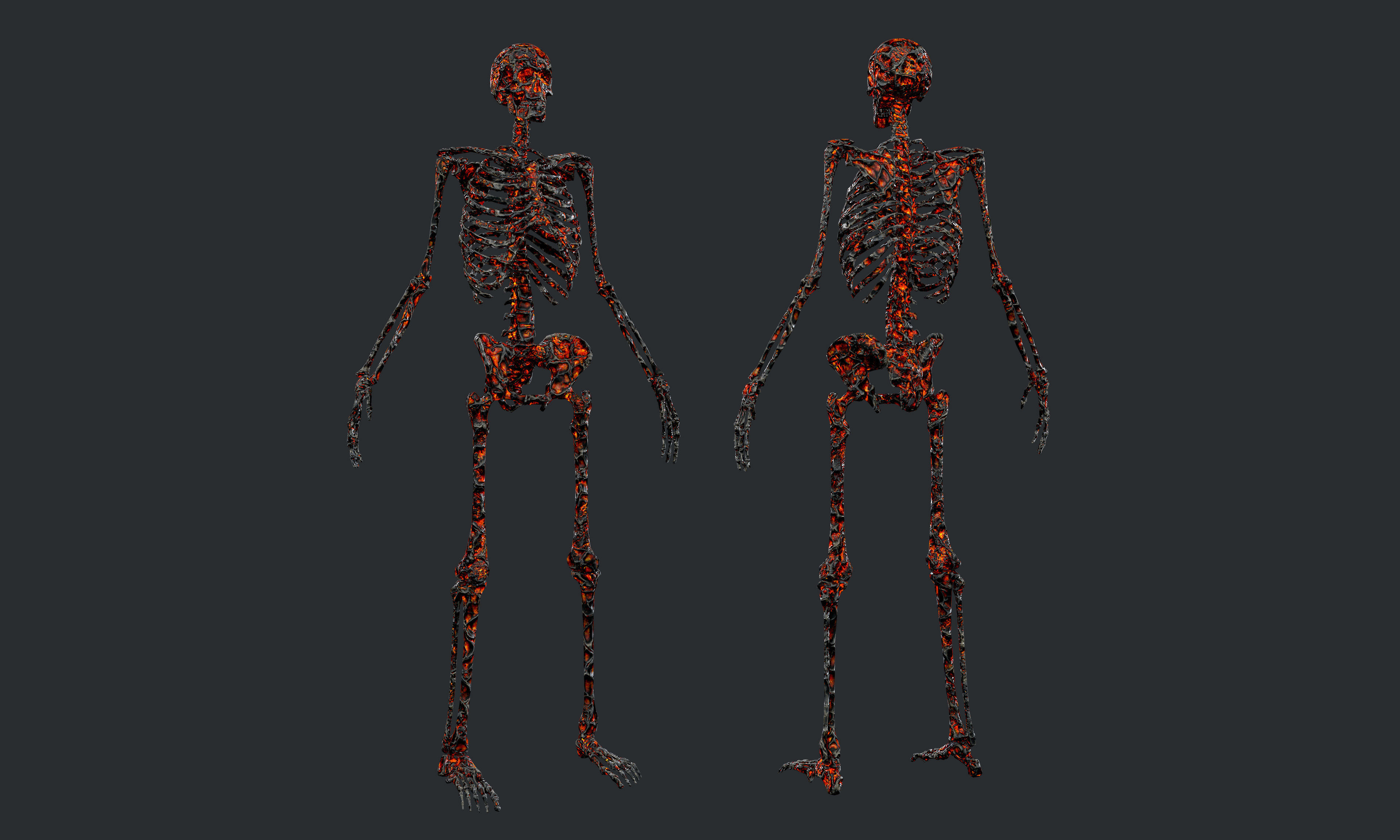 10 Skeleton Burning Lava Pack Game Ready Low-poly 3D model_10