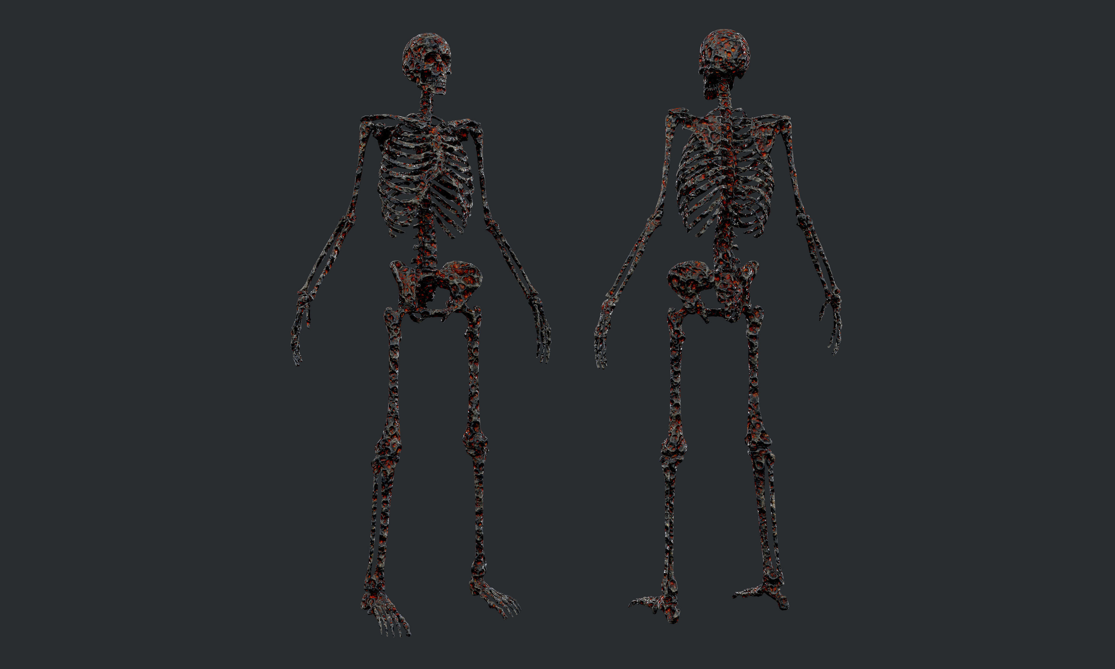 10 Skeleton Burning Lava Pack Game Ready Low-poly 3D model_19