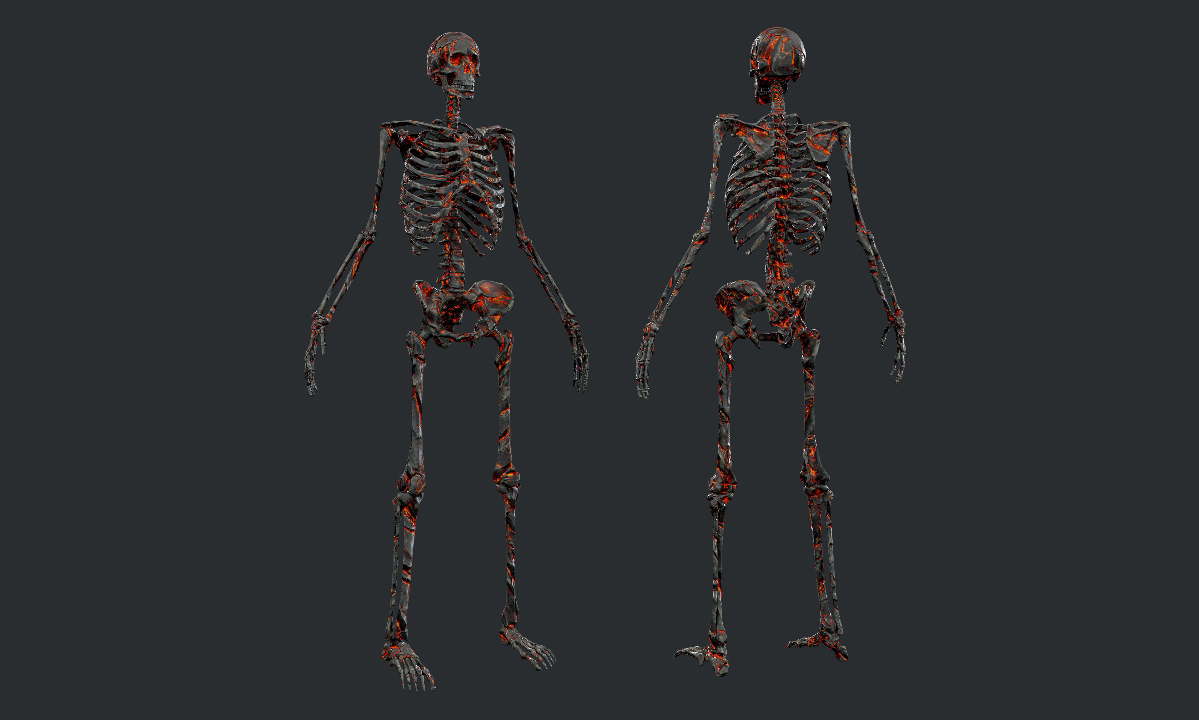 10 Skeleton Burning Lava Pack Game Ready Low-poly 3D model_5