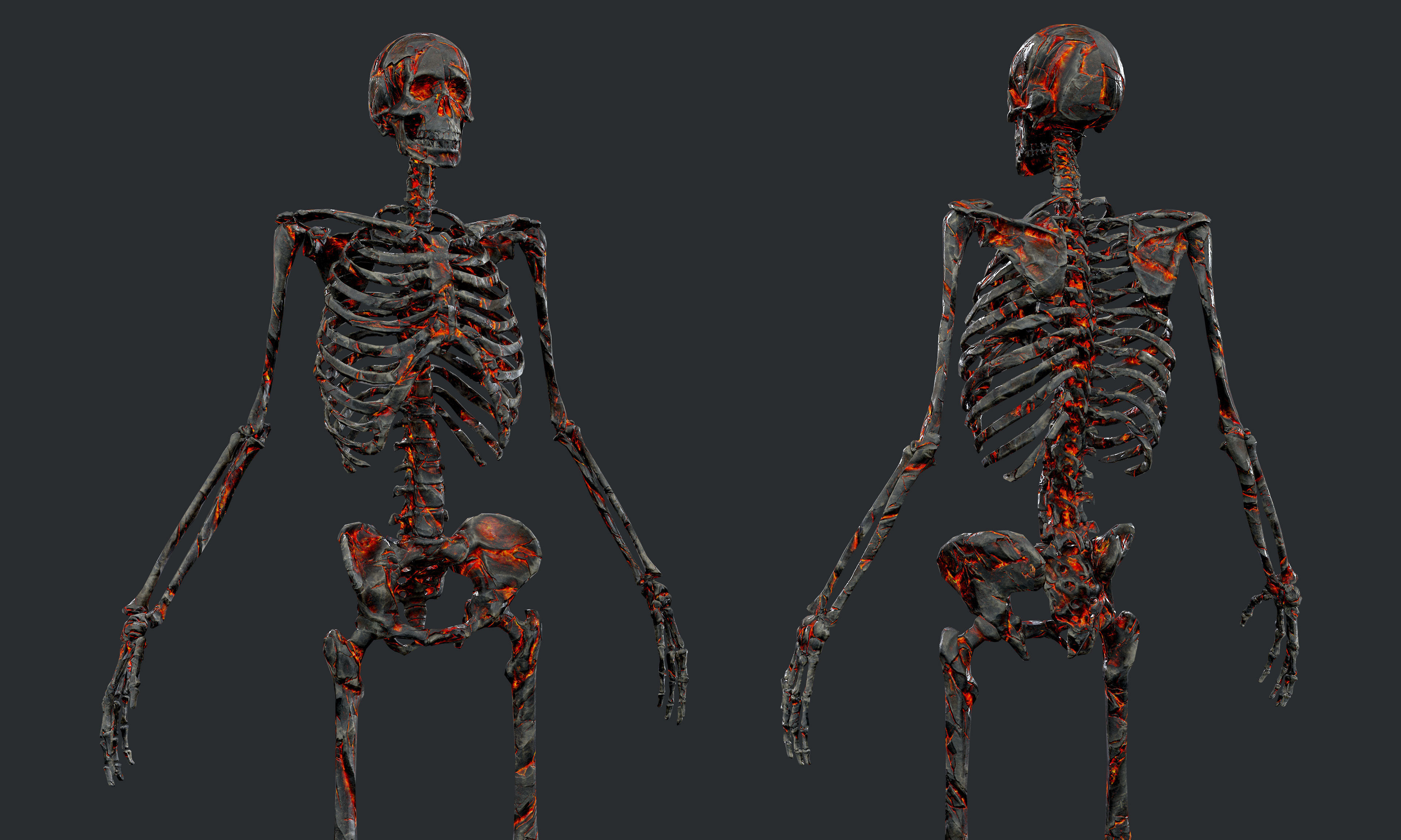 10 Skeleton Burning Lava Pack Game Ready Low-poly 3D model_6