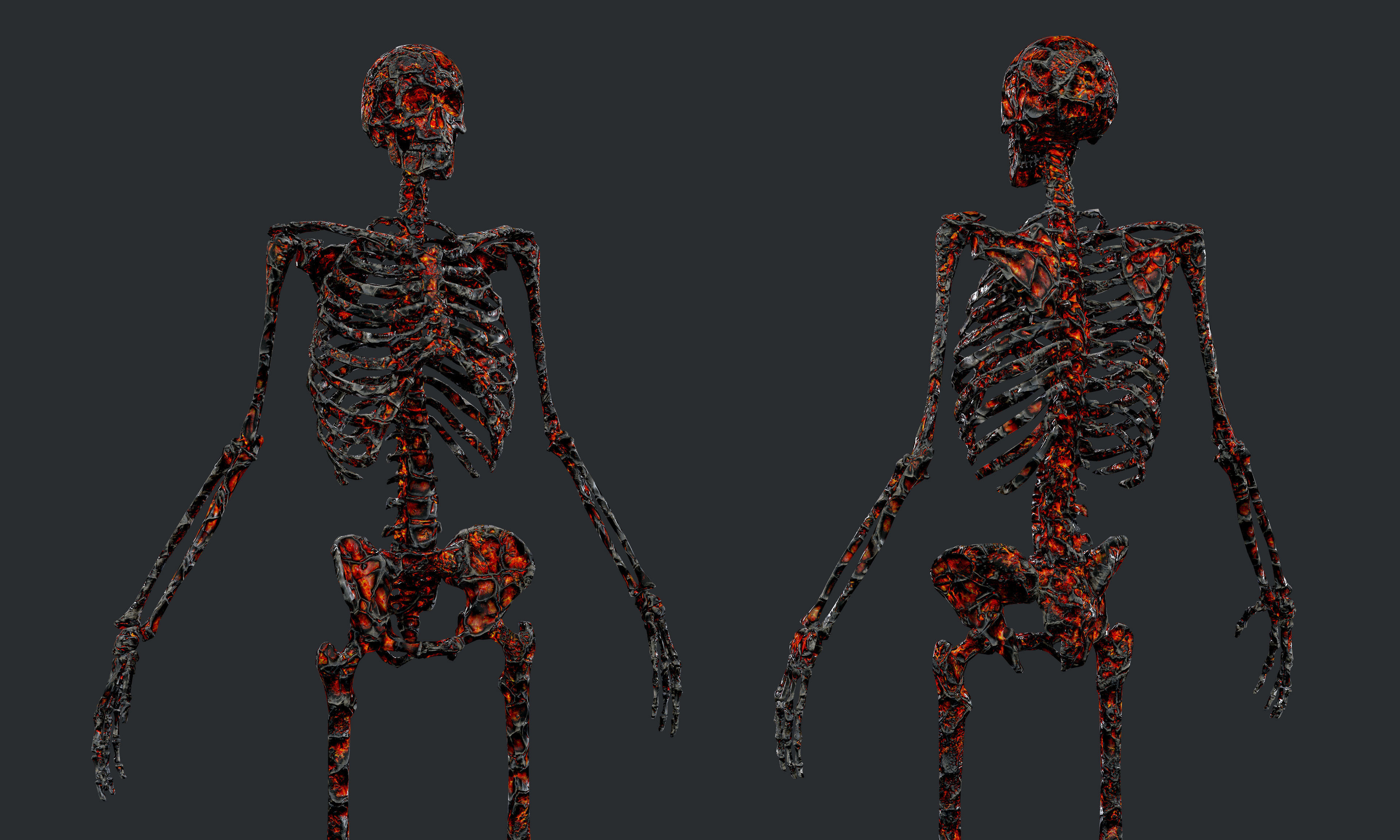 10 Skeleton Burning Lava Pack Game Ready Low-poly 3D model_11