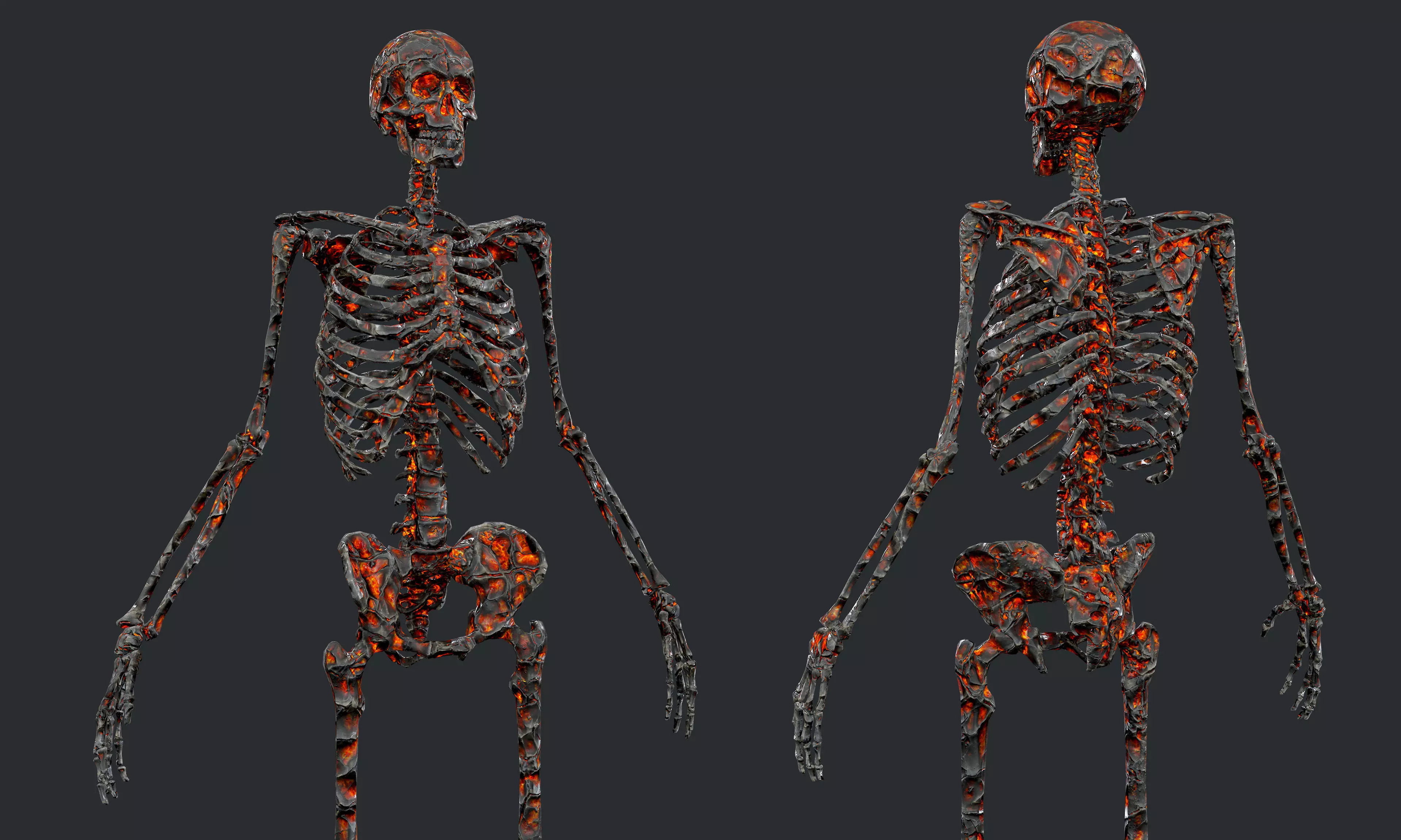 10 Skeleton Burning Lava Pack Game Ready Low-poly 3D model_0