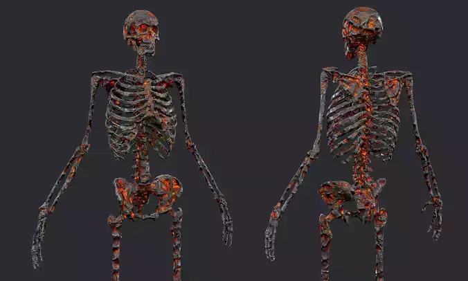 10 Skeleton Burning Lava Pack Game Ready Low-poly 3D model