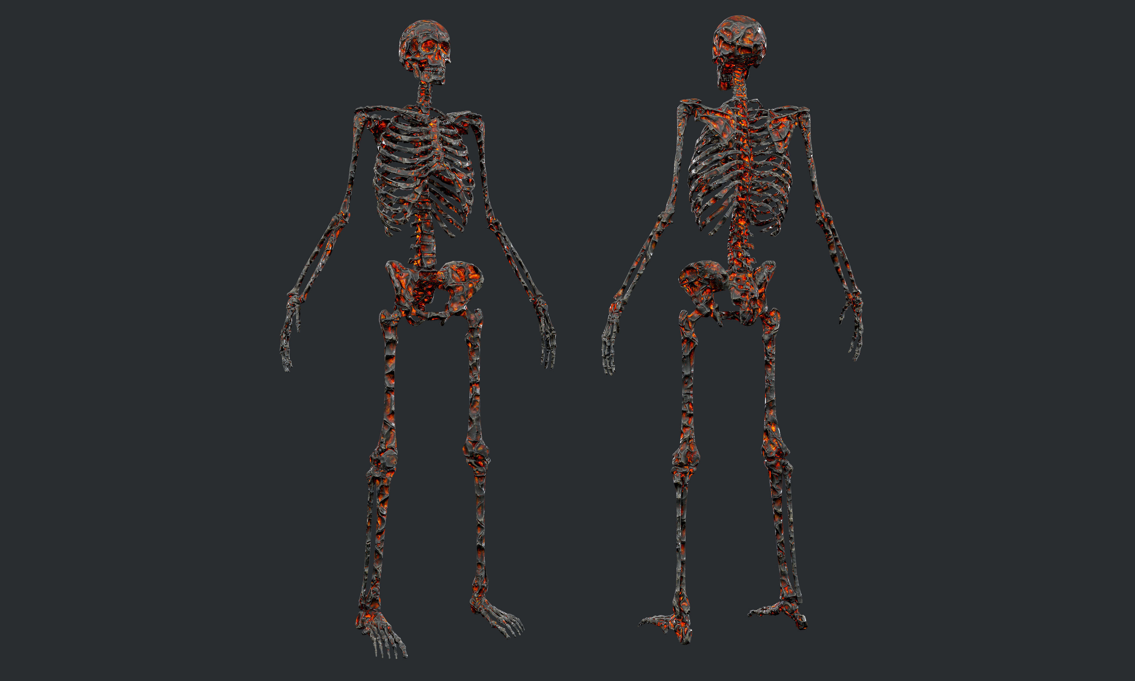 10 Skeleton Burning Lava Pack Game Ready Low-poly 3D model_8