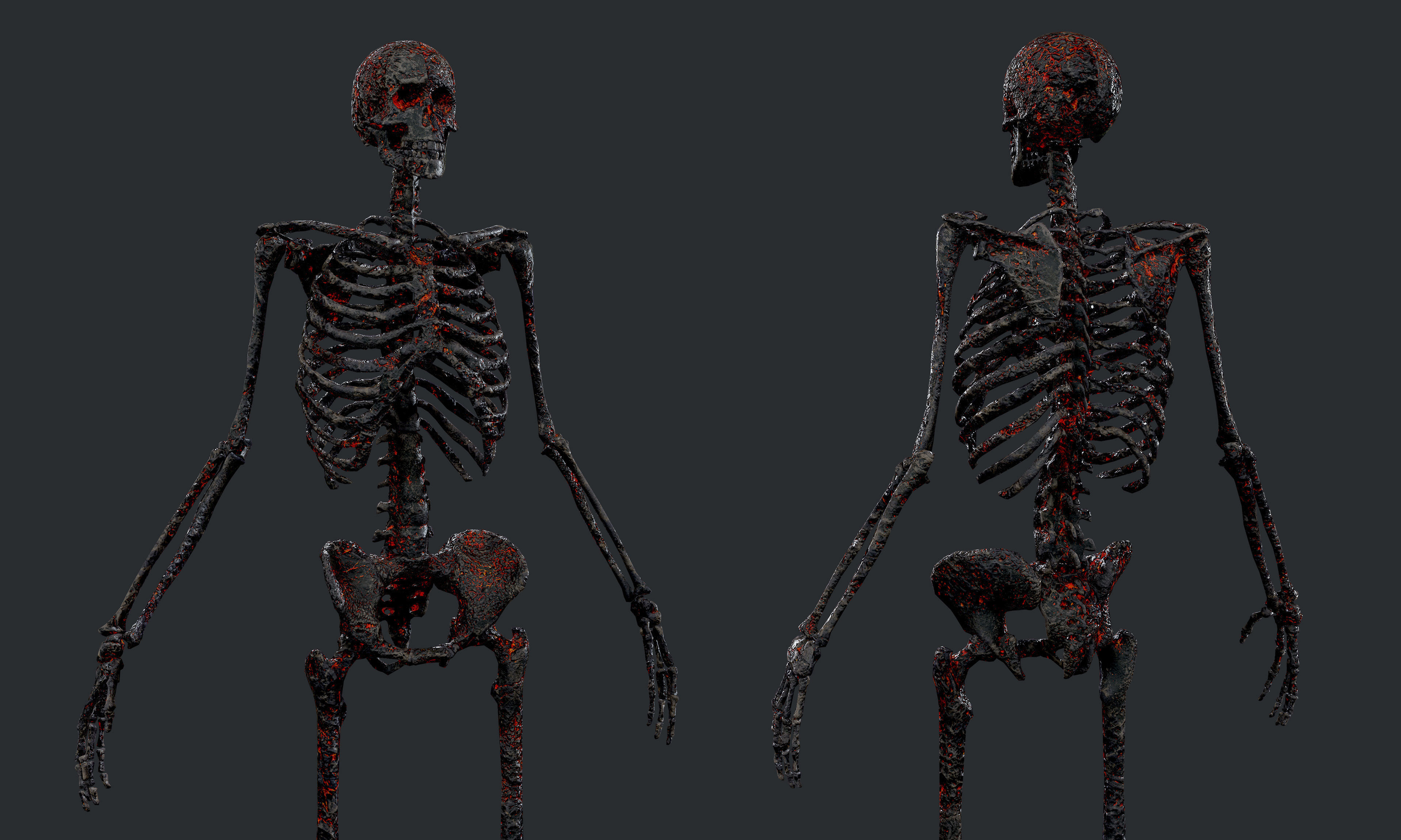 10 Skeleton Burning Lava Pack Game Ready Low-poly 3D model_24