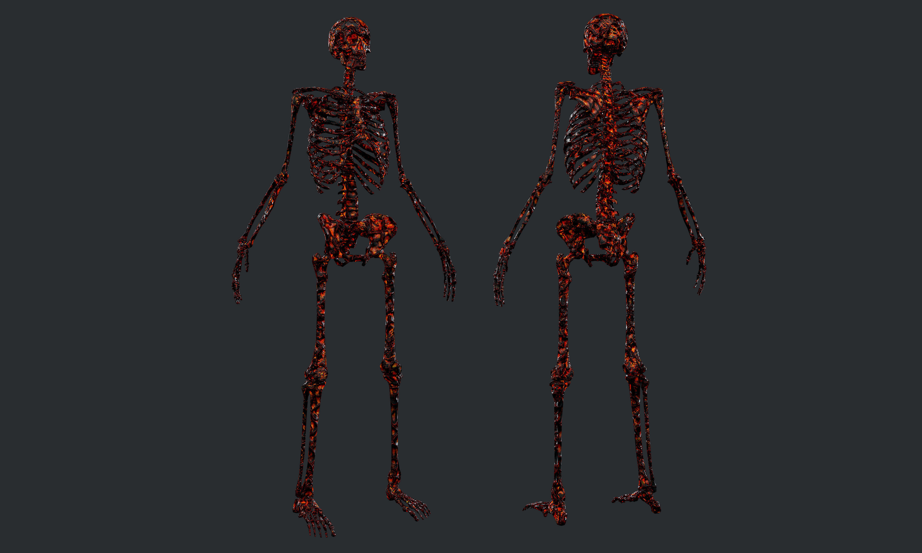 10 Skeleton Burning Lava Pack Game Ready Low-poly 3D model_14