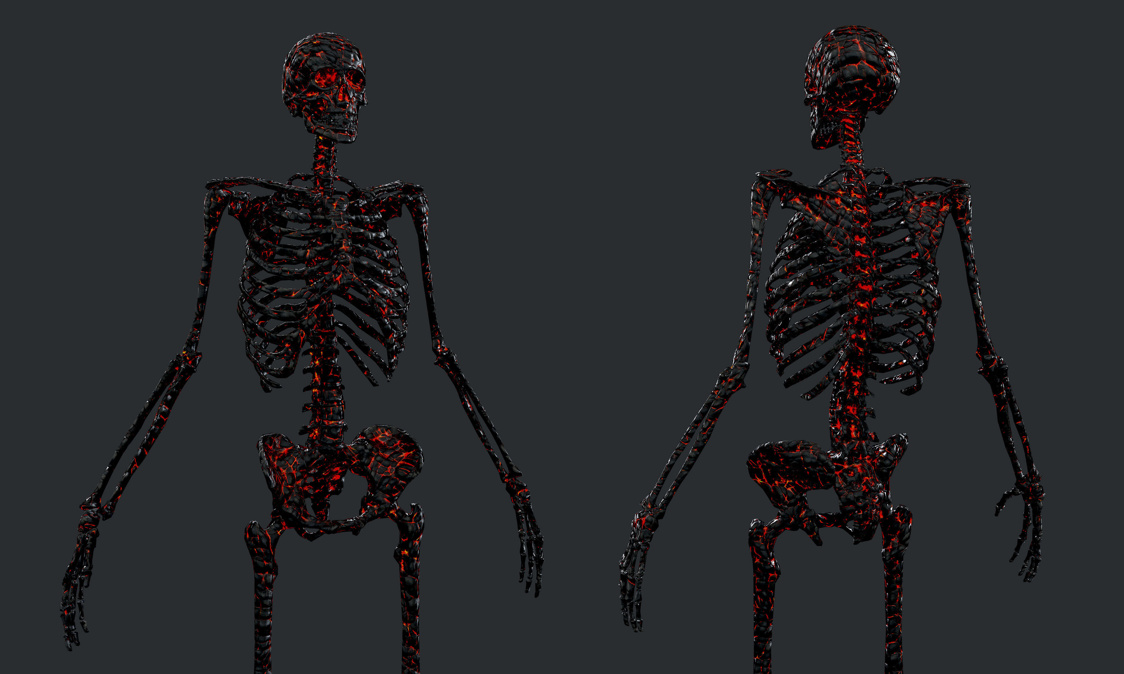 10 Skeleton Burning Lava Pack Game Ready Low-poly 3D model_27