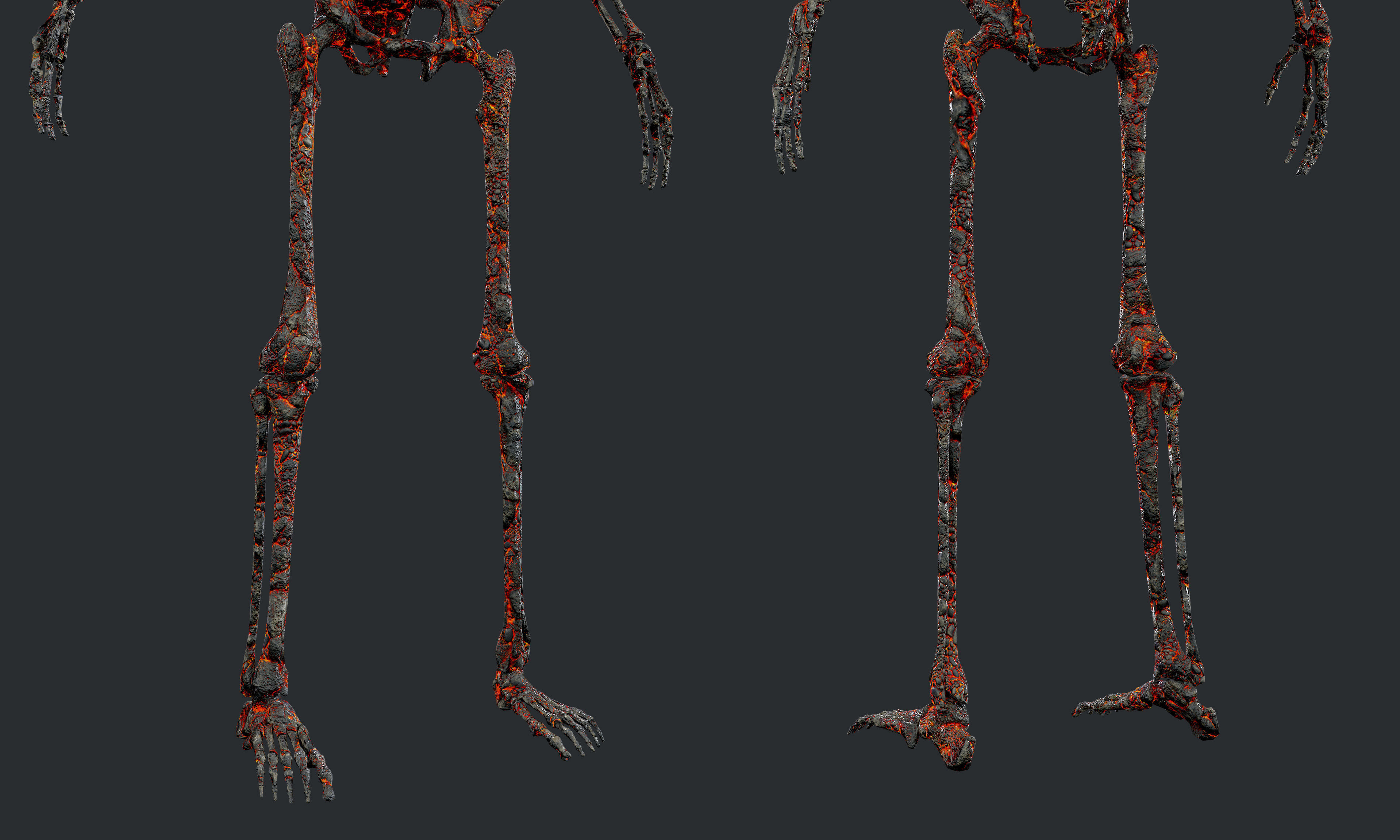 10 Skeleton Burning Lava Pack Game Ready Low-poly 3D model_4