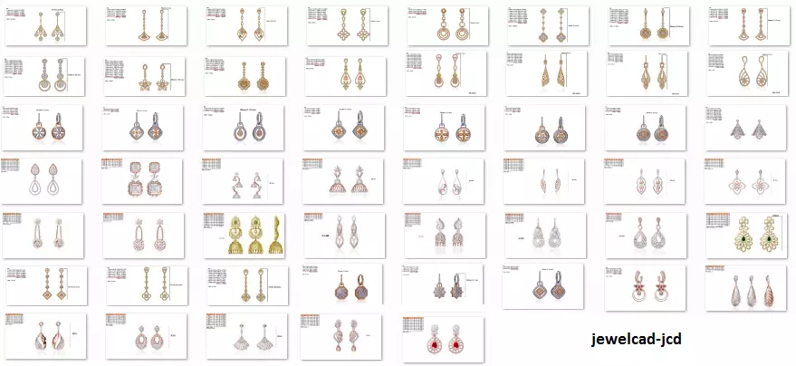 50 Women Fancy Diamond Earrings jcd-Jewelcad 3D print model