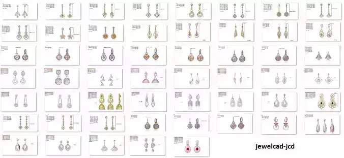 50 Women Fancy Diamond Earrings jcd-Jewelcad  3D print model