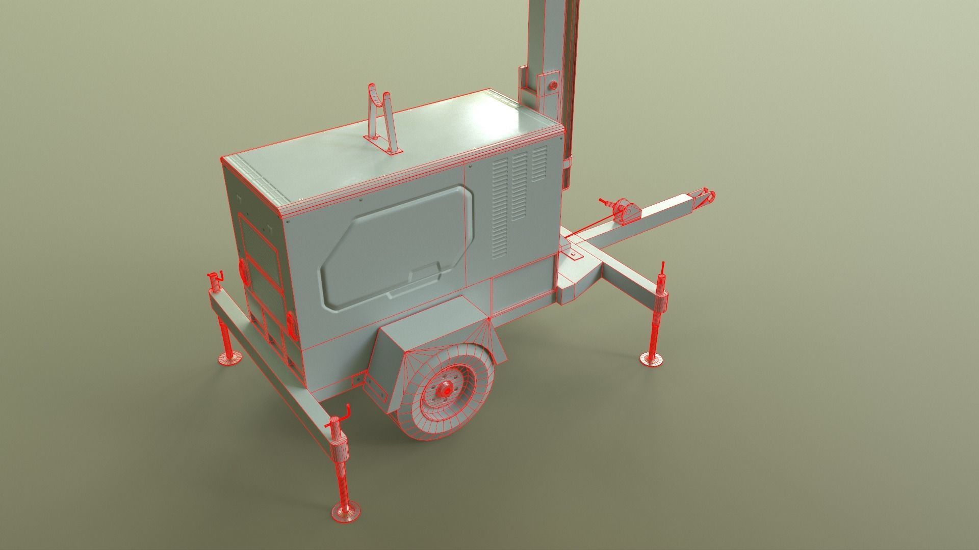 PBR Mobile Light Tower Generator A - Multi color Pack 3D Model Collection_67