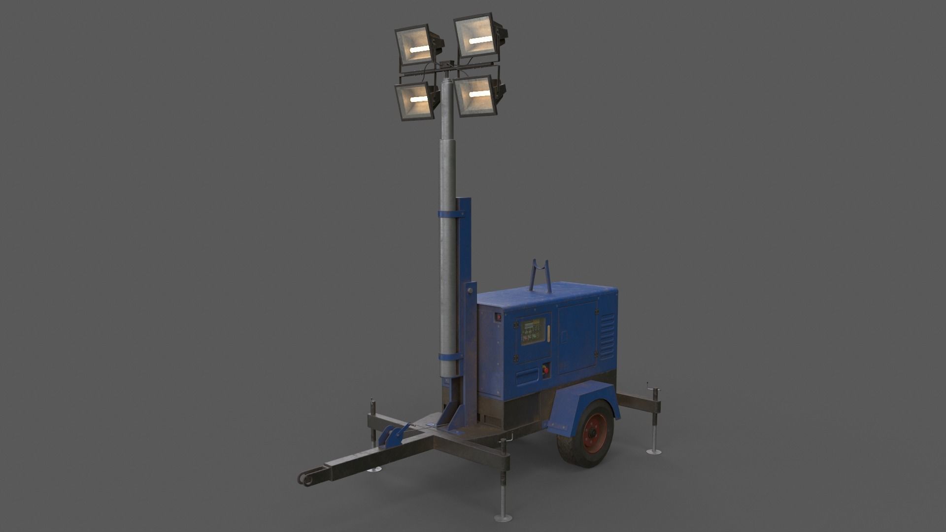 PBR Mobile Light Tower Generator A - Multi color Pack 3D Model Collection_37