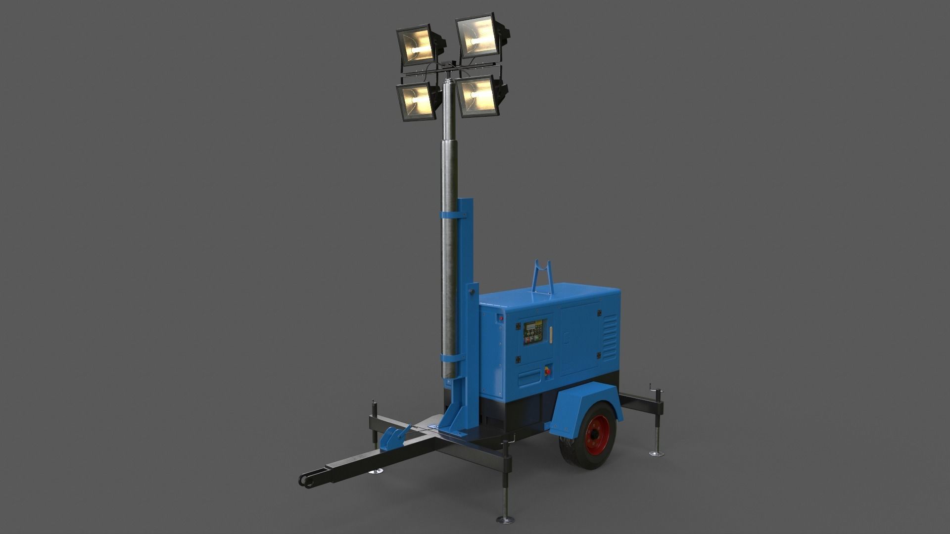 PBR Mobile Light Tower Generator A - Multi color Pack 3D Model Collection_38