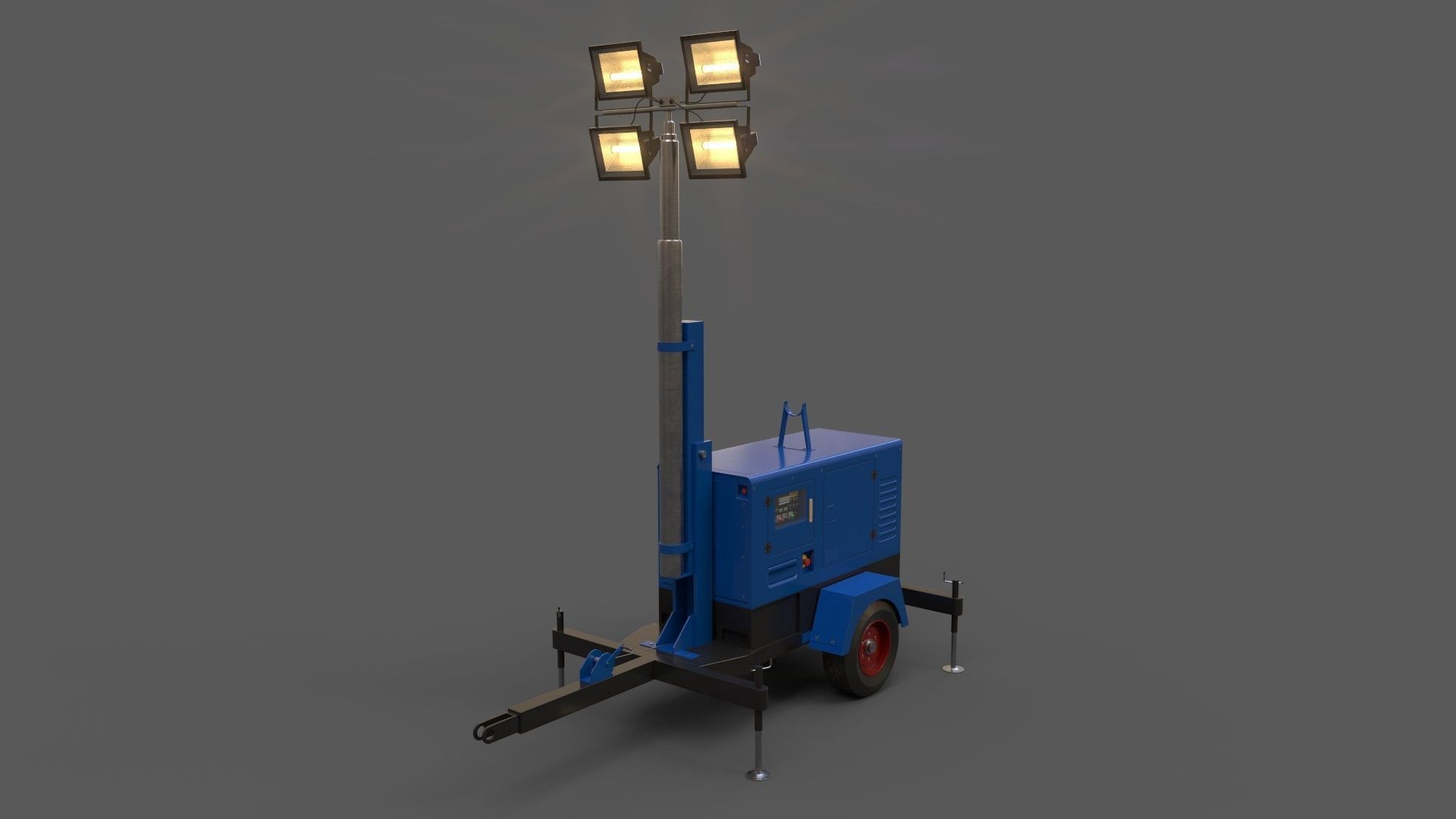 PBR Mobile Light Tower Generator A - Multi color Pack 3D Model Collection_4