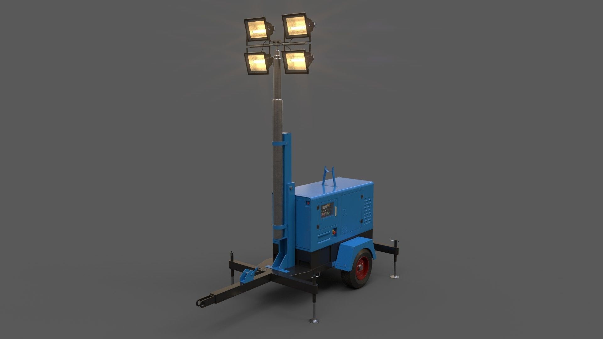 PBR Mobile Light Tower Generator A - Multi color Pack 3D Model Collection_7