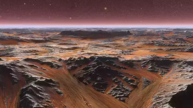 Mars Plate with crater in center  realistic 3d scene PBR  3D model