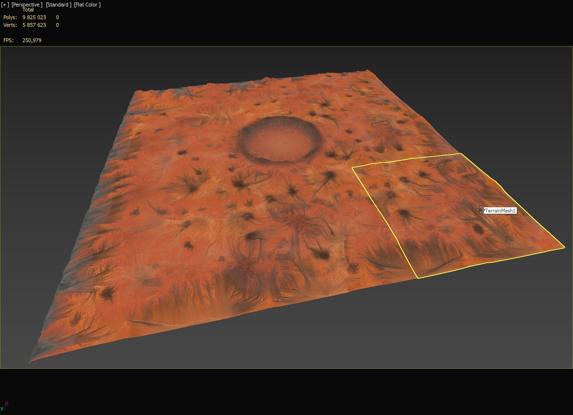 Mars Plate with crater in center  realistic 3d scene PBR  3D model_3