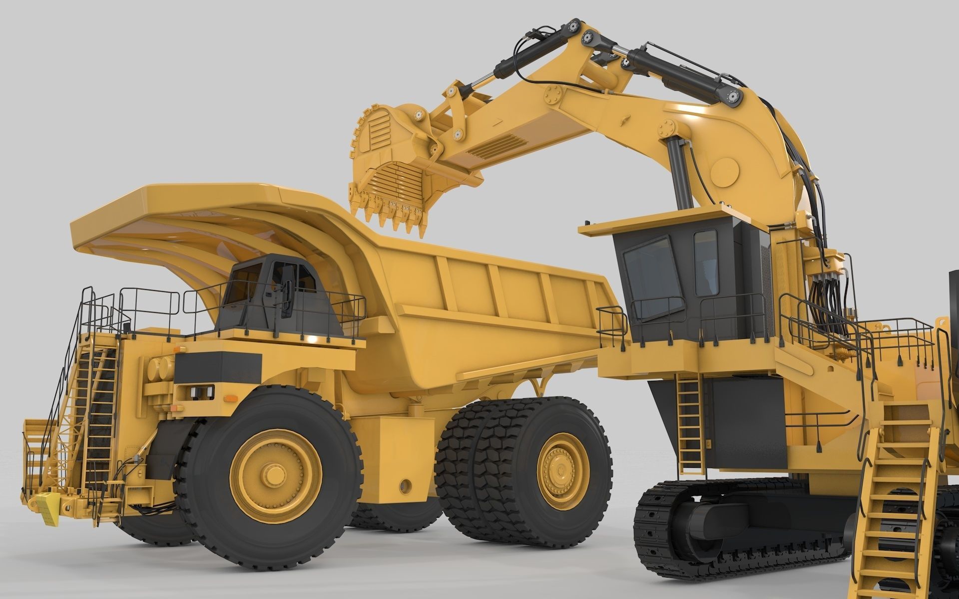 Mining Excavator Rigged  3D model_40